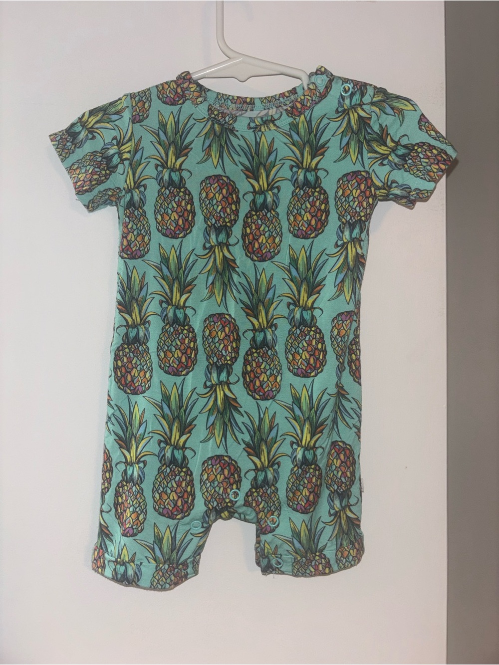 Aqua Pineapple Print One-Piece Romper for Kids